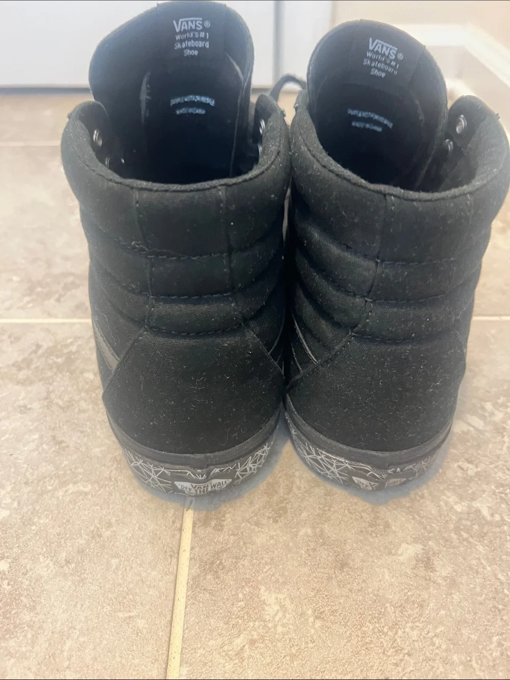 Vans Black High-Top Skate Shoes with Patterned Sole